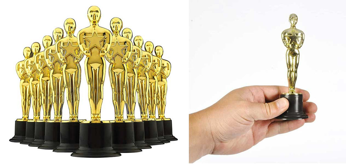 Large Oscar Like Metal Replica Trophy With 4 Lines of Custom Text 