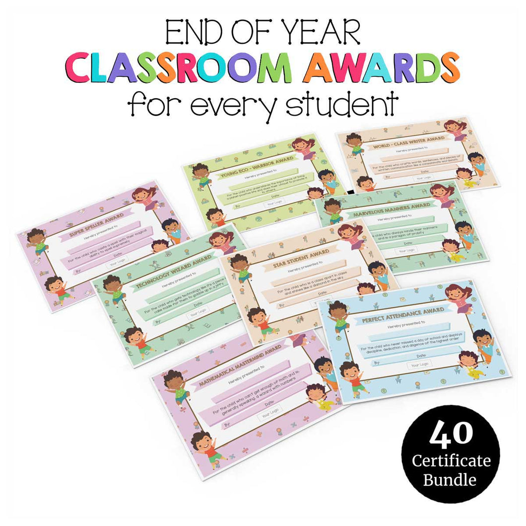 End of Year Classroom Awards - Certificate Bundle (40 Titles)